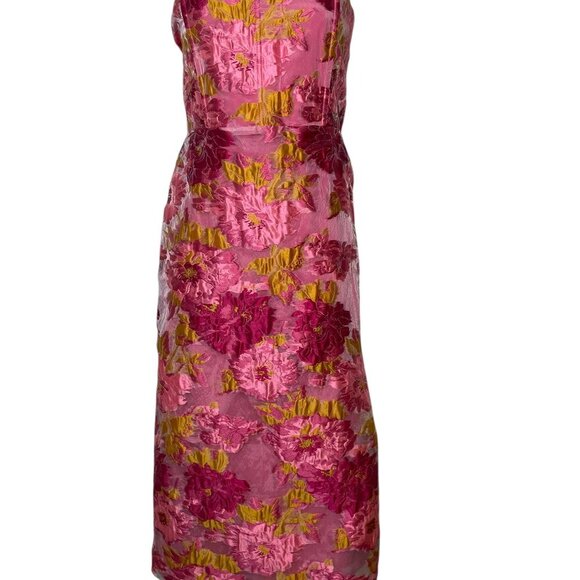 Lulus Brailey Pink Jacquard Strapless Midi Dress - Size XL - NWT - Picture 4 of 8